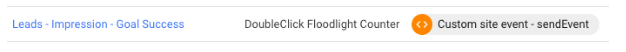 Leads - Impression - Goal Success. DoubleClick Floodlight Counter. Customer site event - send Event.