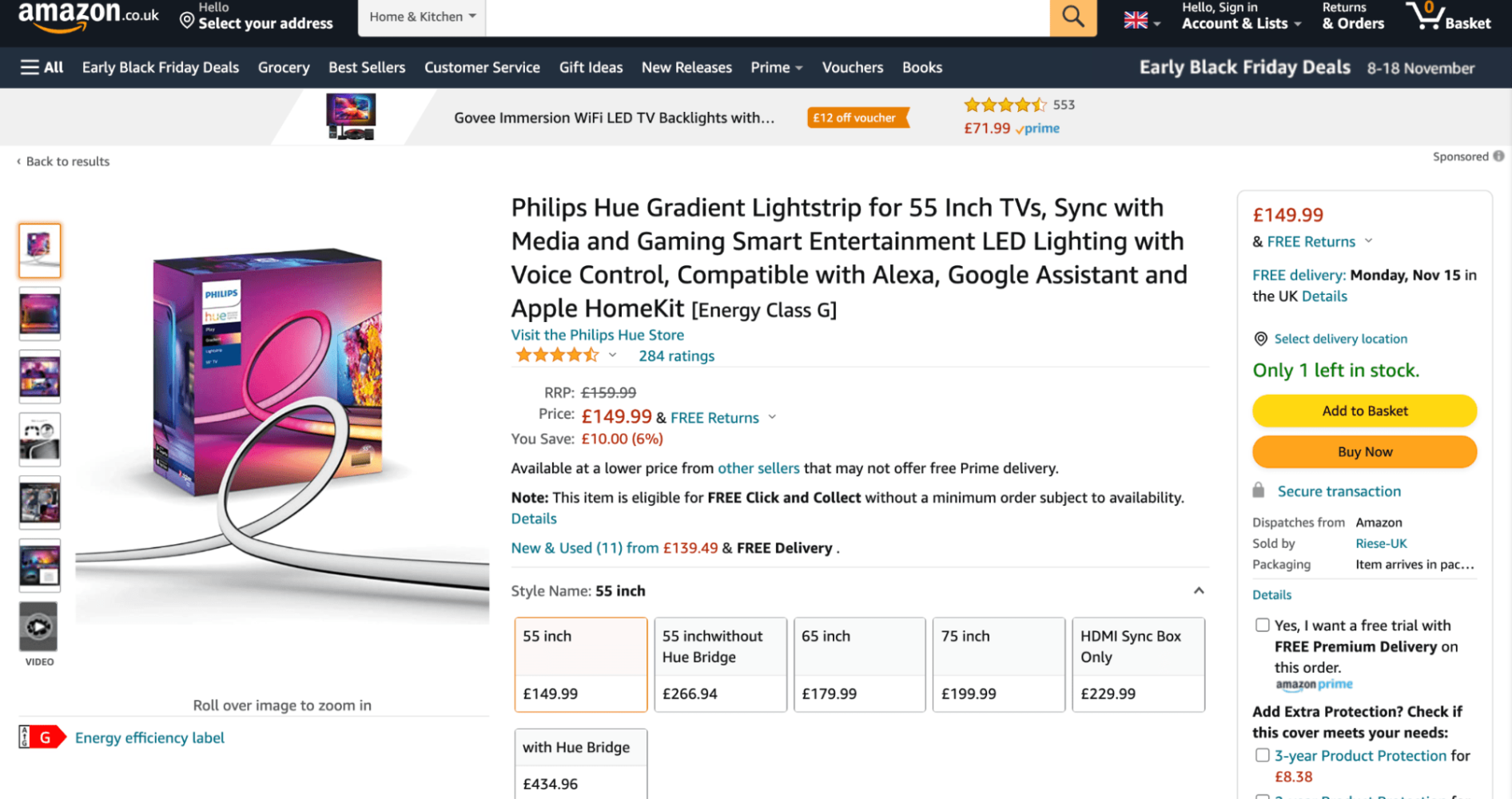 amazon web store product page with rounded buttons that directs attention